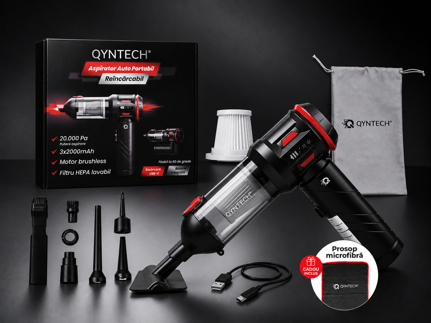 Aspirator Auto, QYNTECH®, 20000Pa